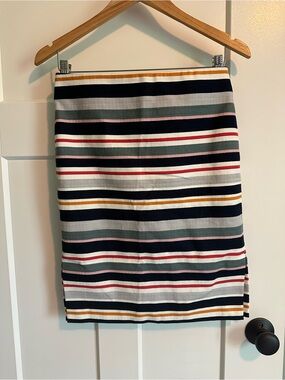 LOFT Striped Knit Pencil Skirt in Navy, White, Gray Red Pink & Mustard